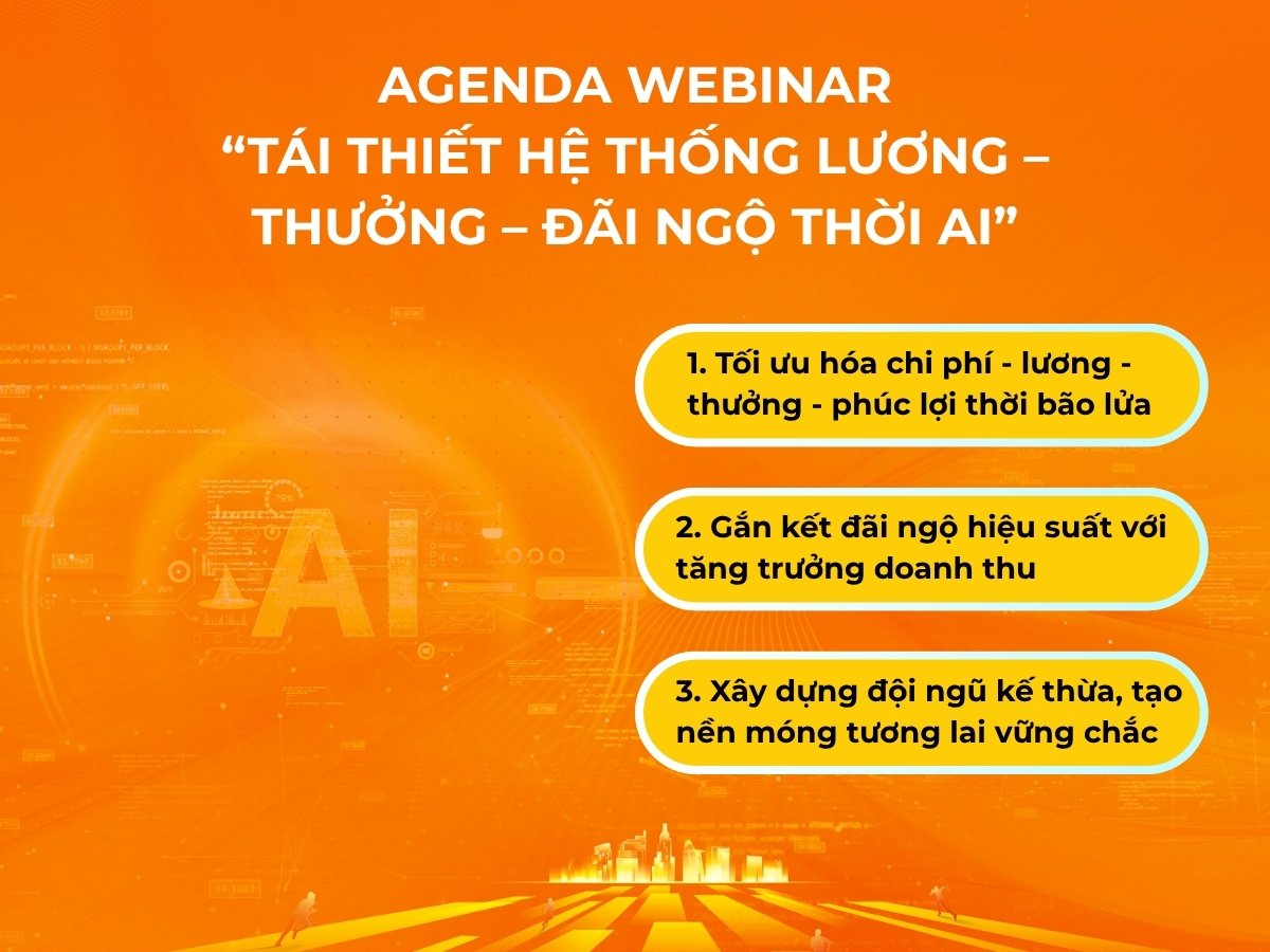 Agenda webinar “TÁI THIẾT HỆ THỐNG LƯƠNG – THƯỞNG – ĐÃI NGỘ THỜI AI"