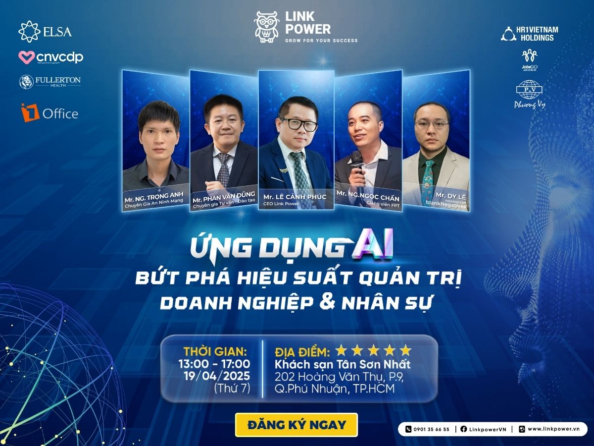 WORKSHOP: "ỨNG DỤNG AI - BỨT PHÁ HIỆU SUẤT QUẢN TRỊ DOANH NGHIỆP & NHÂN SỰ"